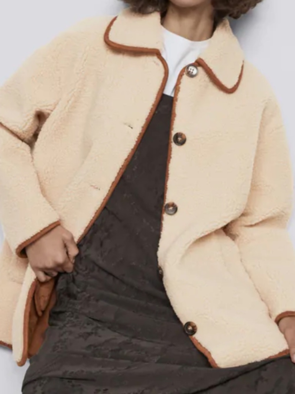 ZARA Cream Faux Shearling
Button Teddy with Brown Suade Lining